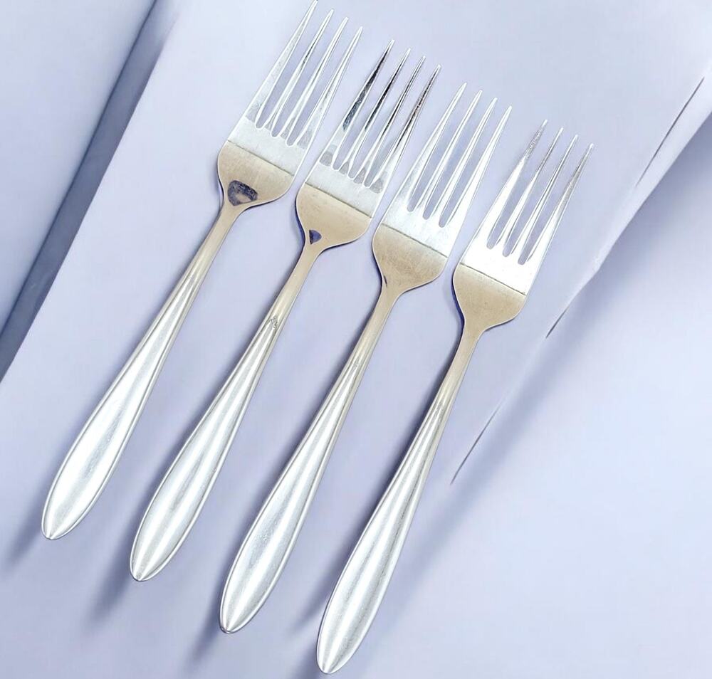 Oneida MOONCREST Stainless Dinner Forks Set of 4 Glossy Flatware
